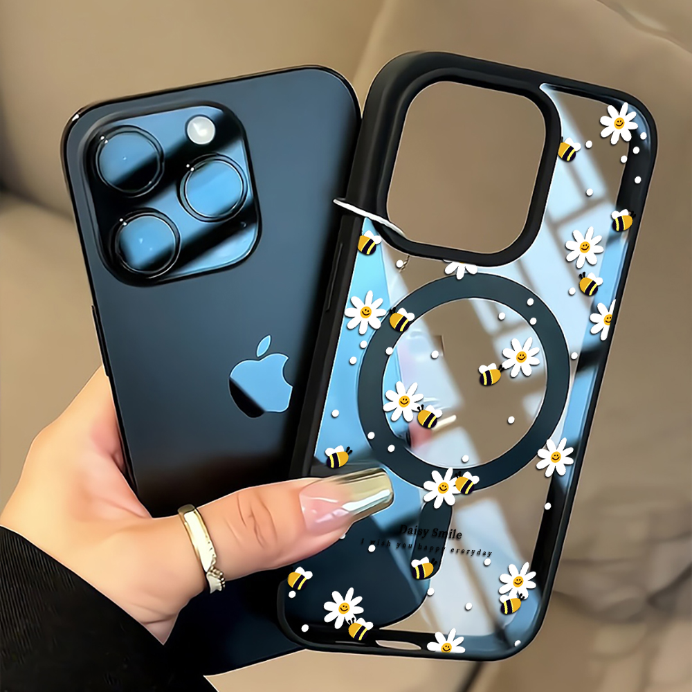 Magnetic Phone Case - เคสโทรศัพท์ลายดอกเดซี่สดใส สำหรับ iPhone 16 15 14