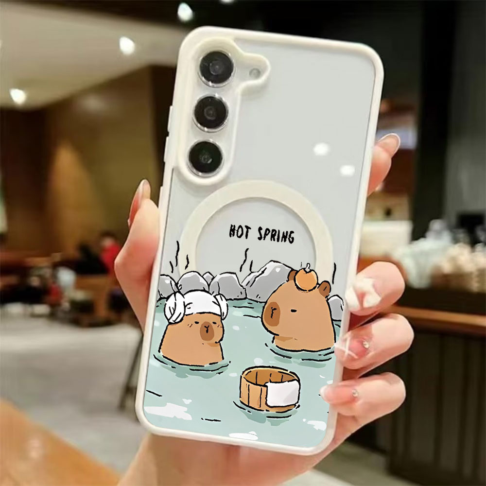 Magnetic Phone Case - เคสโทรศัพท์แม่เหล็กใสลายคาปิบารา สำหรับ Samsung Galaxy S26 S25